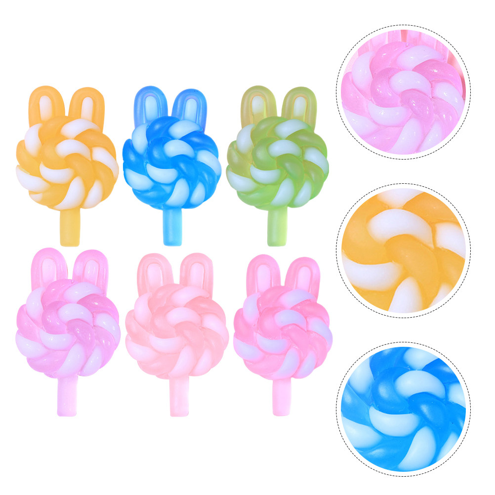 Resin Art And Craft - 24Pcs 귀여운 만화 롤리팝 참 토끼