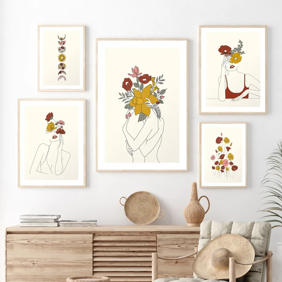 Resin Art Online - 북유럽 스타일 추상화, 머리에 꽃을 쓴
