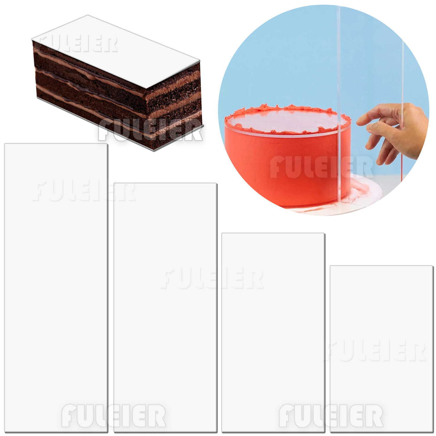 Tray Mold Rectangle - 아크릴 케이크 크림 스크레이퍼, 직사각형 아크릴