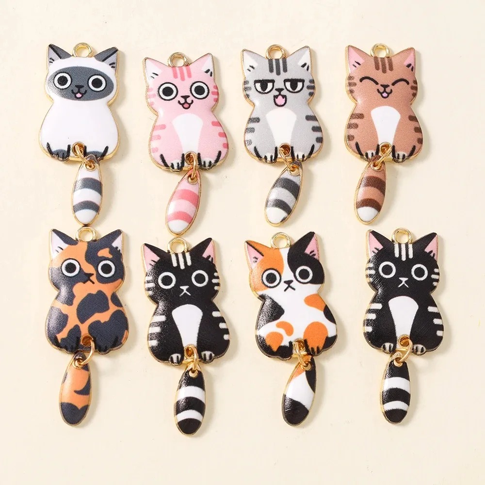 Resin Art And Craft - 10Pcs 16×39mm 귀여운 만화 고양이 수지