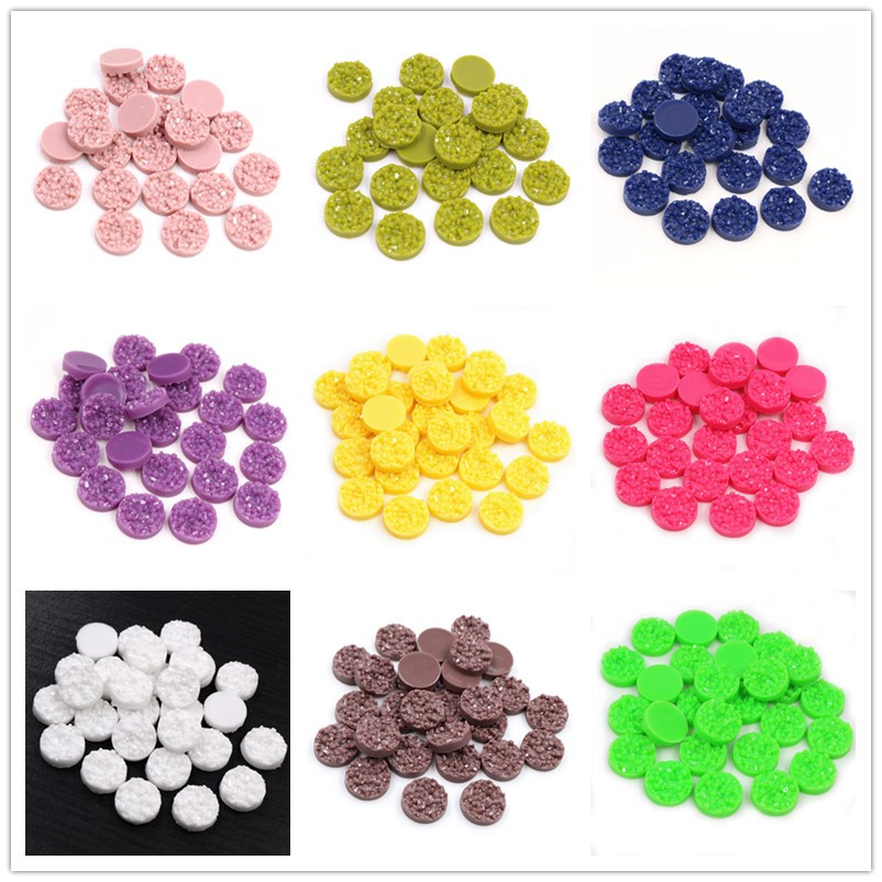 Resin Art Essentials - 40pcs 수지 Druzy Cabochons 돔 8/10/12mm