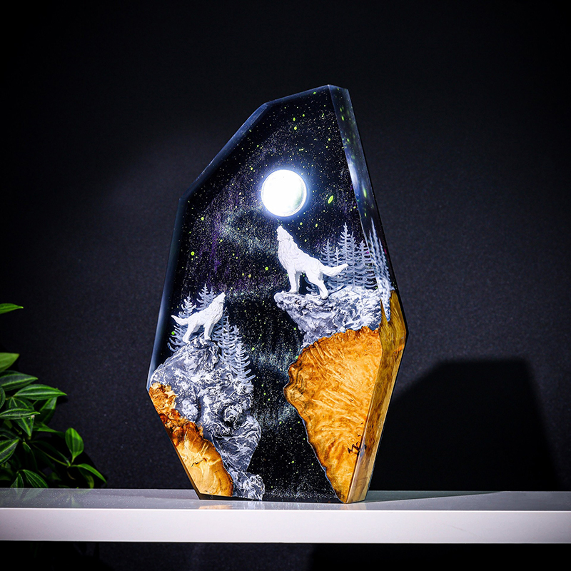 Resin Art Light - 자연 동물 피규어 생물 레진 테이블