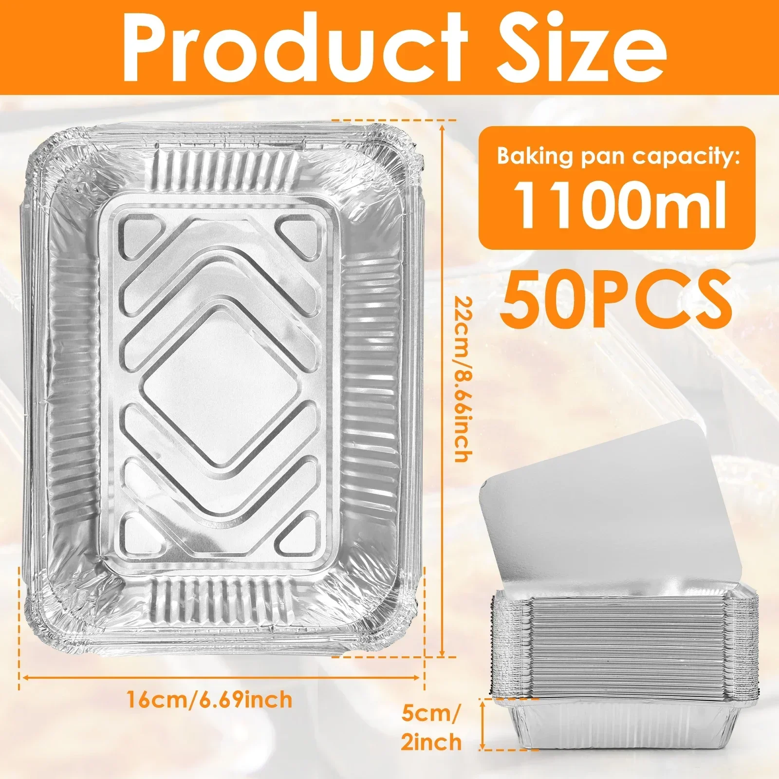 Tray Mold Rectangle - 50/100개 알루미늄 호일 트레이 (뚜껑 포함)