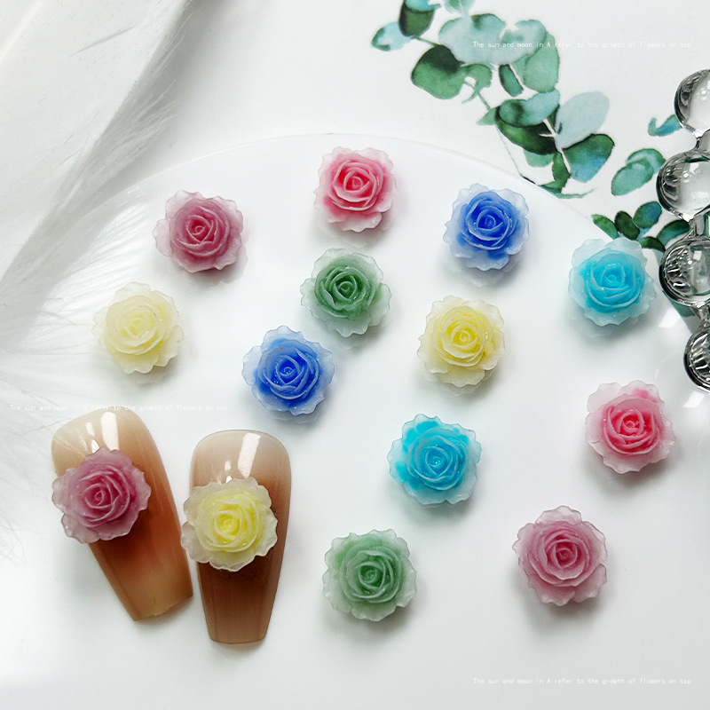 Resin Art Rose Petals - 절묘한 장미 송진 네일 아트 참,