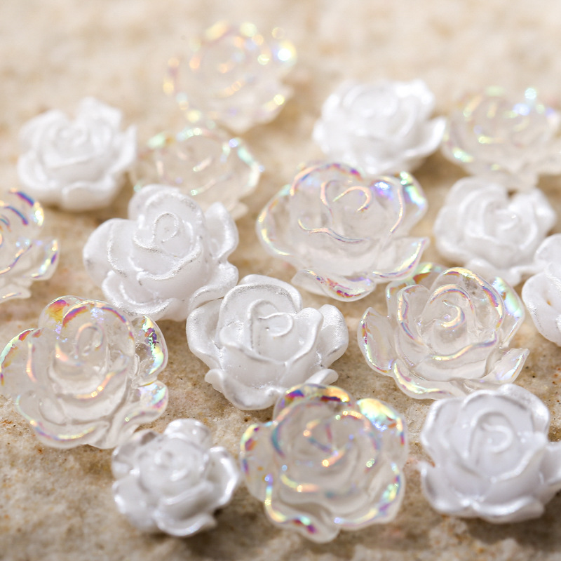 Resin Art Rose Petals - 50PCS 6/8/10MM 화이트 로즈 꽃 결혼식
