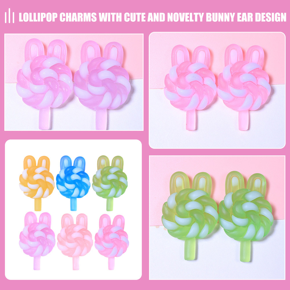 24Pcs 귀여운 만화 롤리팝 참 토끼 모양의 빛나는  - Resin Art And Craft 리뷰 및 가격