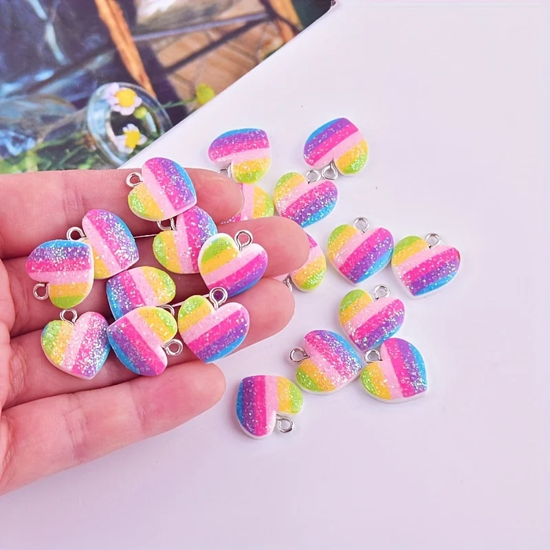 10Pcs 다채로운 하트 수지 참 귀여운 혼합 색상 사 - Resin Art Essentials 리뷰 및 가격