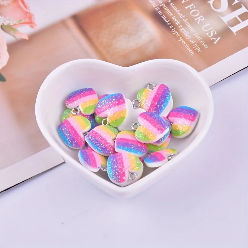 10Pcs 다채로운 하트 수지 참 귀여운 혼합 색상 사 - Resin Art Essentials 리뷰 및 가격