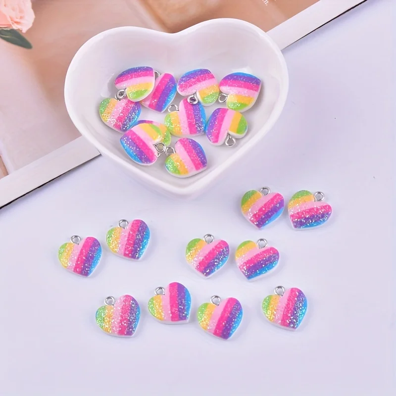 10Pcs 다채로운 하트 수지 참 귀여운 혼합 색상 사 - Resin Art Essentials 리뷰 및 가격