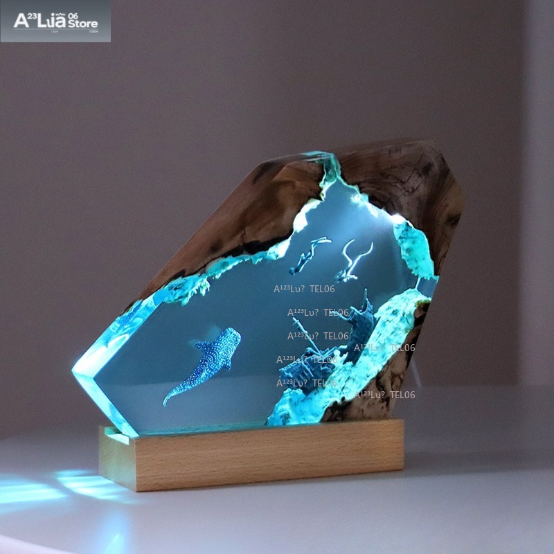 나무 수지 야간 조명 바다 예술 데스크 장식 상어 고래 - Resin Art Light 리뷰 및 가격