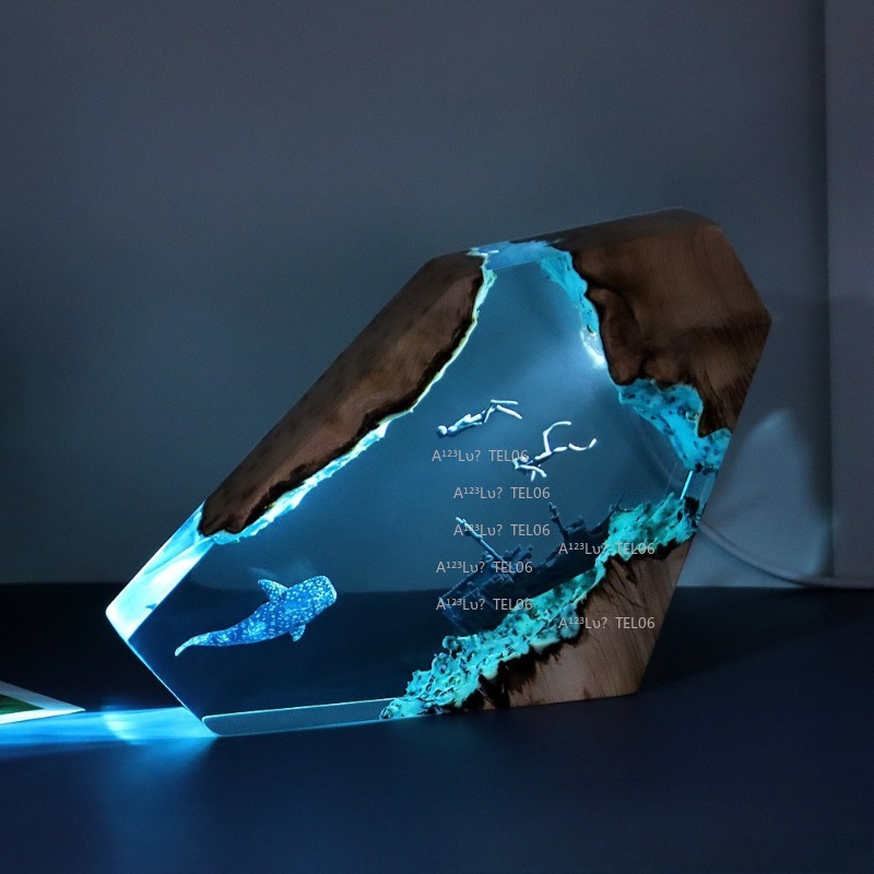 나무 수지 야간 조명 바다 예술 데스크 장식 상어 고래 - Resin Art Light 리뷰 및 가격