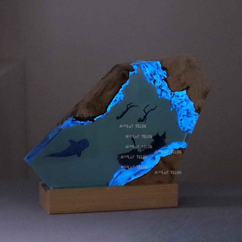 나무 수지 야간 조명 바다 예술 데스크 장식 상어 고래 - Resin Art Light 리뷰 및 가격