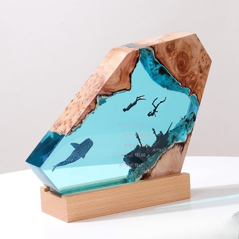 나무 수지 야간 조명 바다 예술 데스크 장식 상어 고래 - Resin Art Light 리뷰 및 가격