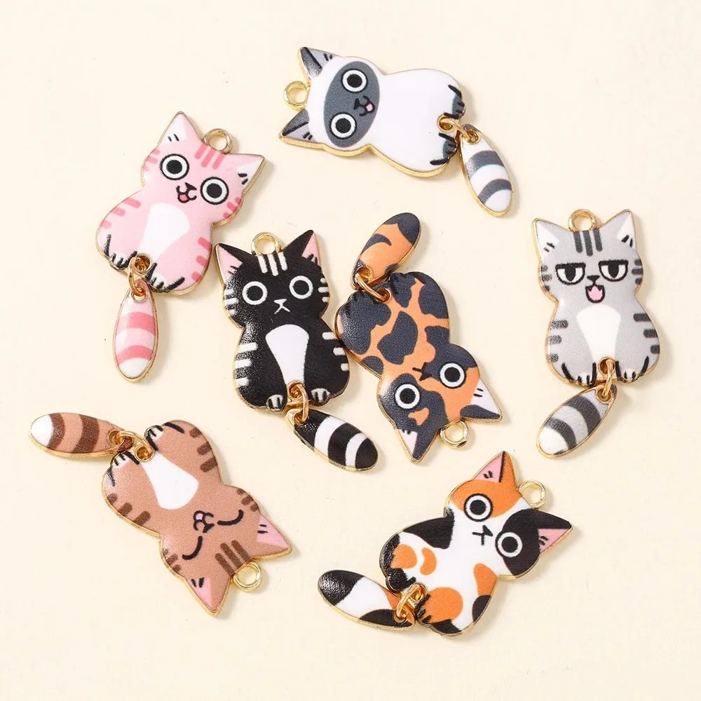 10Pcs 16×39mm 귀여운 만화 고양이 수지 참  - Resin Art And Craft 리뷰 및 가격