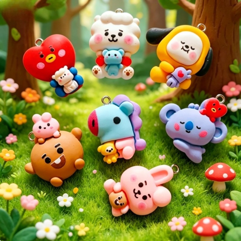 7pcs BT21 수지 만화 참 DIY 액세서리 공예  - Resin Art Essentials 리뷰 및 가격
