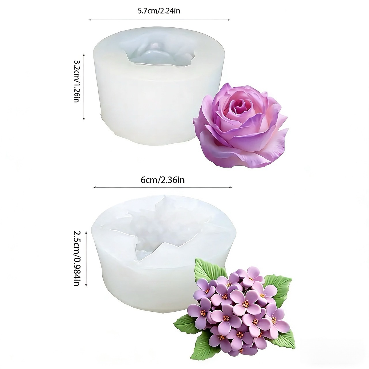 3D 장미 라일락 꽃 실리콘 몰드 2개, 레진 및 양초 - Resin Art Rose Petals 리뷰 및 가격