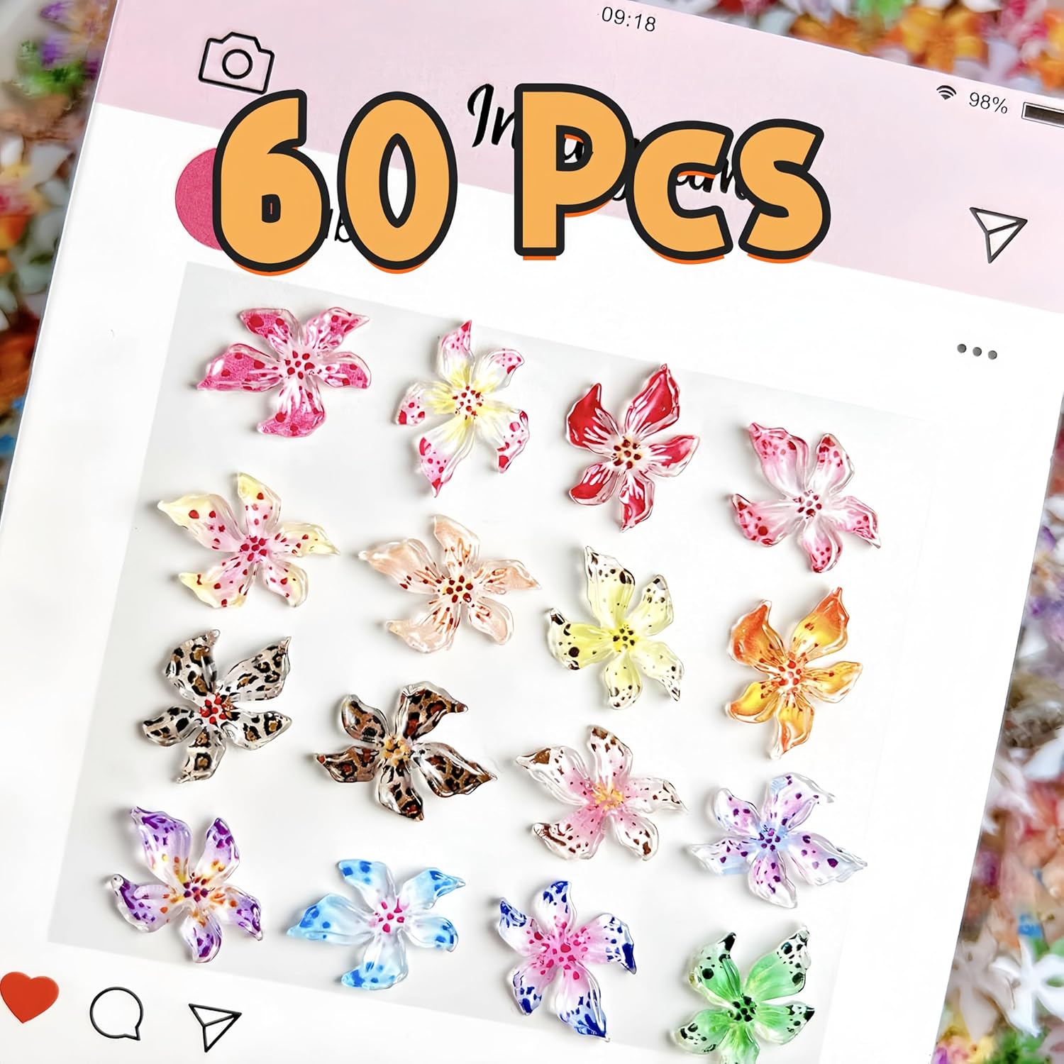 20/40/60/80pcs 얼음 크리스탈 꽃 DIY 아 - Resin Art Rose Petals 리뷰 및 가격