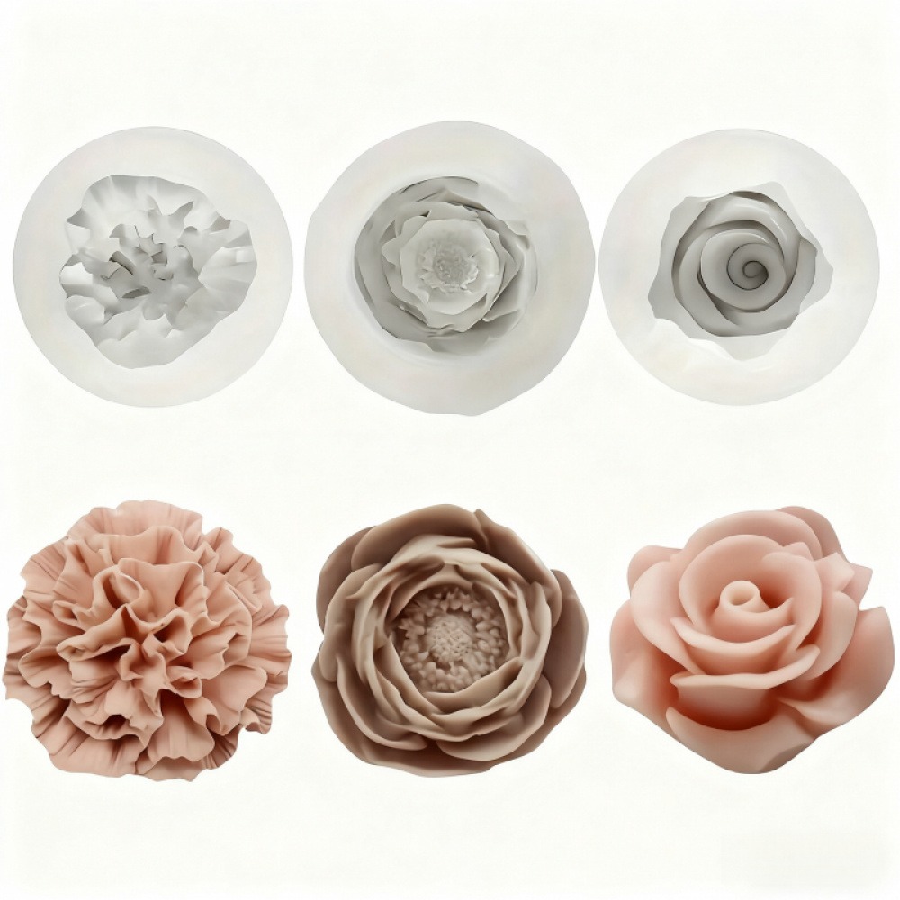 3피스 장미, 모란, 카네이션 실리콘 몰드, 양초, 비 - Resin Art Rose Petals 리뷰 및 가격