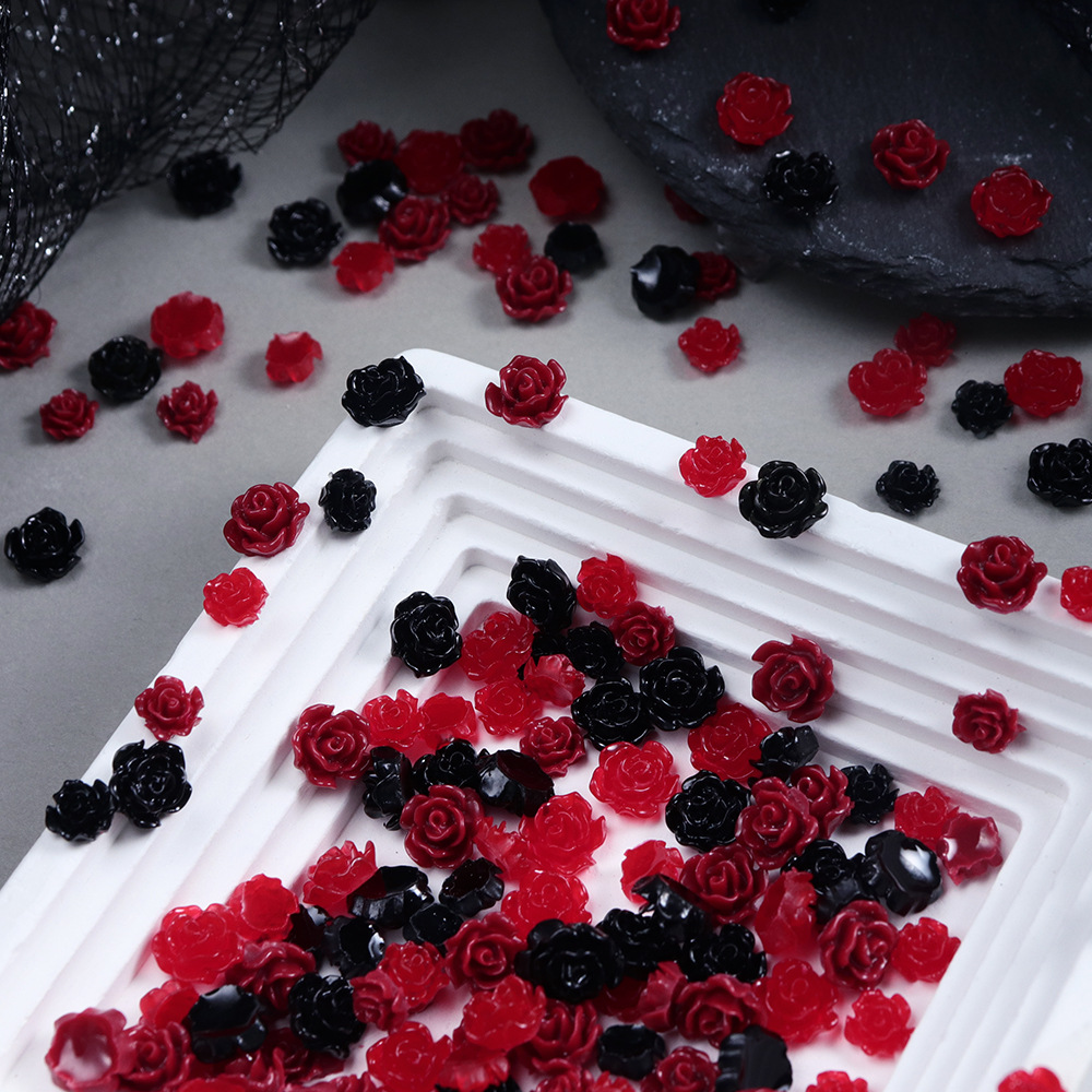 100개 레드 & 블랙 레진 장미꽃 네일아트 장식 3D - Resin Art Rose Petals 리뷰 및 가격
