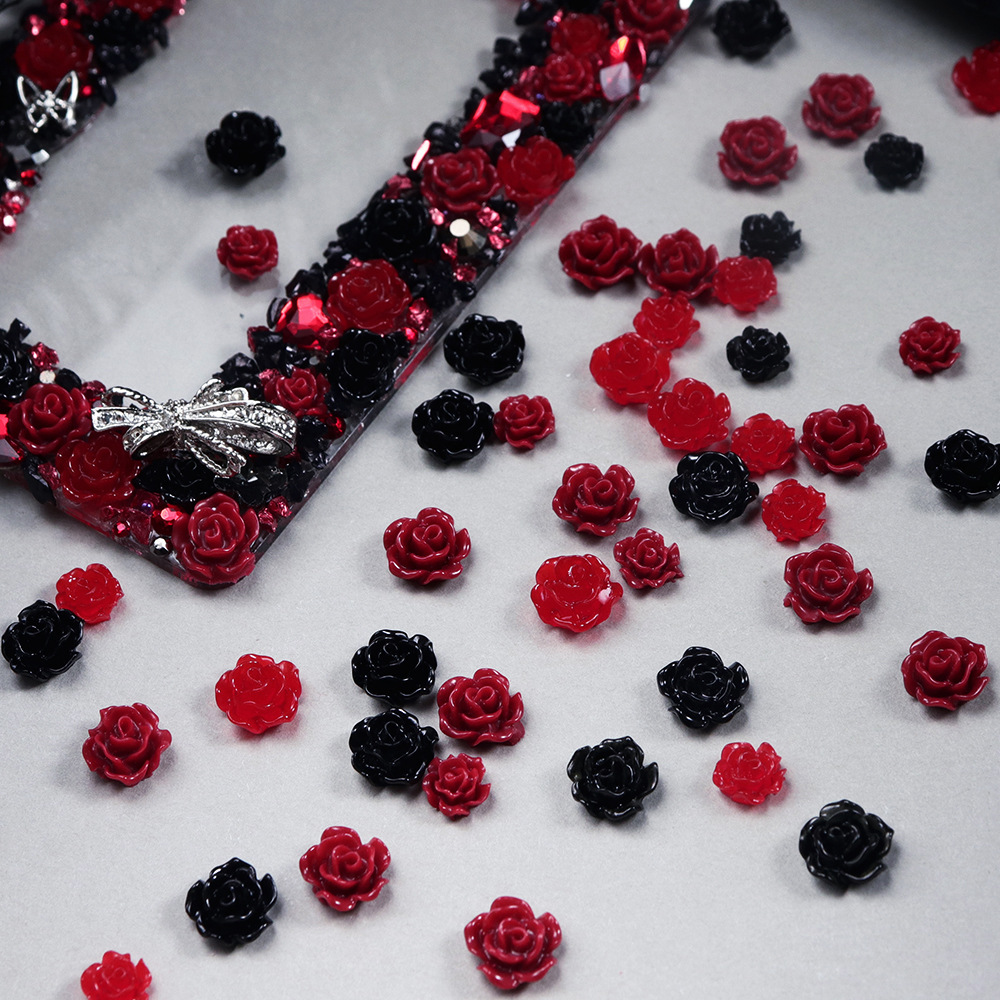 100개 레드 & 블랙 레진 장미꽃 네일아트 장식 3D - Resin Art Rose Petals 리뷰 및 가격