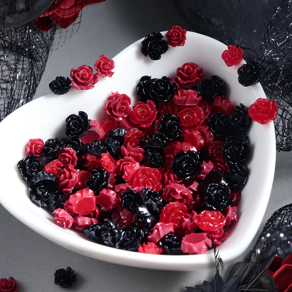100개 레드 & 블랙 레진 장미꽃 네일아트 장식 3D - Resin Art Rose Petals 리뷰 및 가격